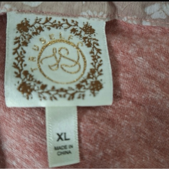 Tru Self Coquette Peach Cream Floral Ruffle Sleeves Twist Front Blouse Size XL - Picture 12 of 14